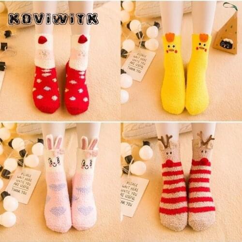 Winter Fashion Red Christmas Socks stripe rabbit Short Womens Cute Female Cotton Yellow duck Warm Harajuku Snowflake Pattern Sox
