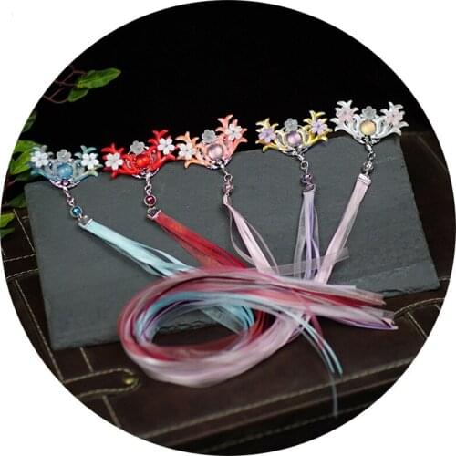 2 pcs Vintage Girl Wedding Hair Jewelry Cat eyes Hair clip Tassel Flower Hairpin Hair Clip Ancient Chinese Hair Accessories