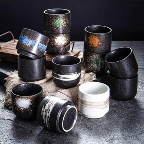 200ml Japanese Style Teacup Vintage Stoneware Teacup Large-capacity Water Cup Chinese Kungfu Tea Set Teacup Drinking Set