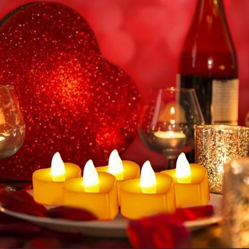 24 Pcs Heart Shape Flameless LED Candles LED Tea Candles Valentines Day Light Romantic Candles Lights for Party Wedding Decor