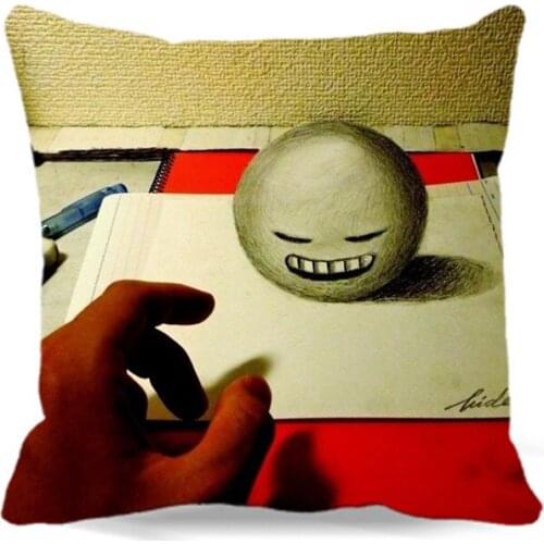 3D drawing a face soft Cushion Cover Cotton Polyester Throw Pillow Cover Sofa Bed car home Decorative