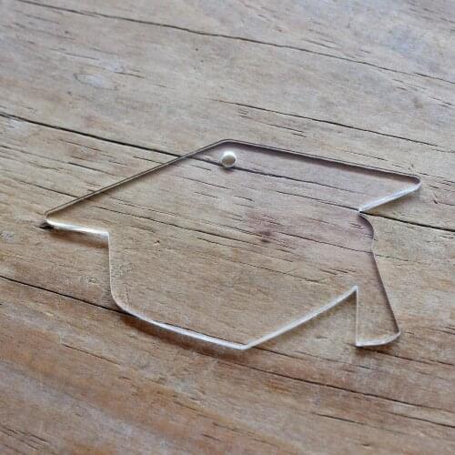 6pcs/lot) 3" Acrylic Blank Keychains Clear Graduation Hat Custom Laser cut Acrylic Keychain-AC1475A