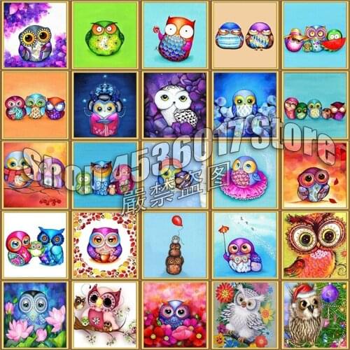 5d Diy Diamond Painting Cross Stitch Embroidery Mosaic Paintings Cute Cartoon Owl Full Rhinestone Gifts Handmade Posters Decor