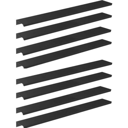 8PCS 300mm/11.8Inch Black Back Mount Finger Edge Pull Concealed Handle for Home Kitchen Cabinet Drawers