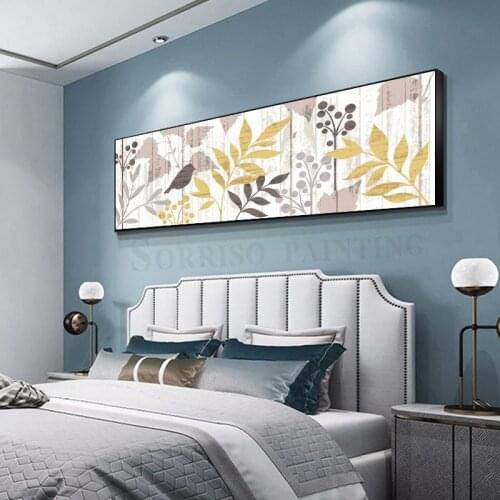 Abstract Plant Leaves And Birds Canvas Painting Bedroom Wall Art Prints Pictures Living Room Home Dining Hallway Decor Posters