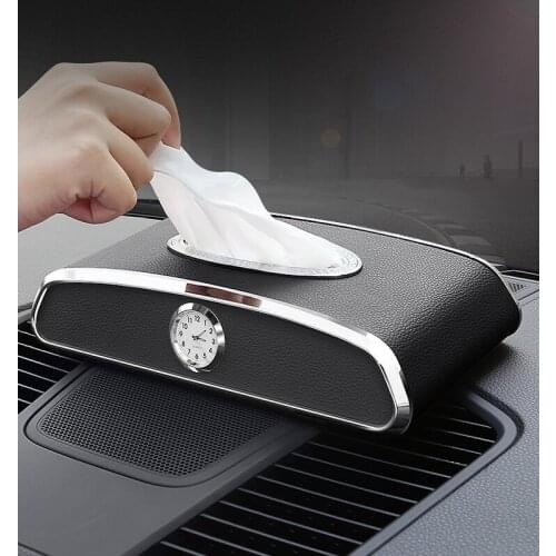 Auto Tissue Box Cover Bracket PU Leather Black Towel Pad Paper Block Type Accessories Sunshade Storage Bag