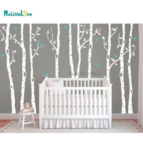 Birch Tree With Birds Wall Sticker Decal Withered Winter Baby Room Home Decor Removable Vinyl Murals BD145