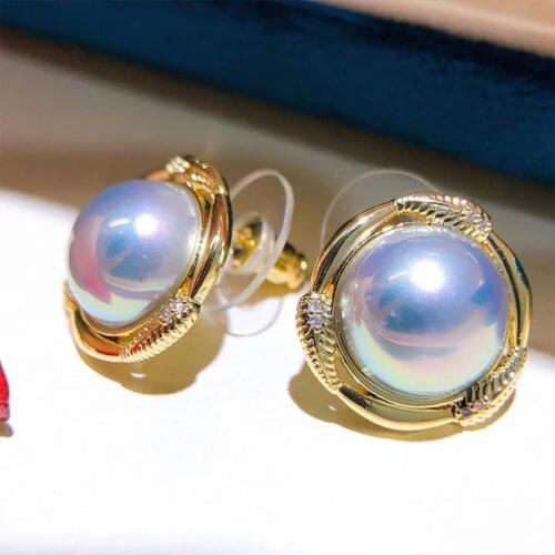 Free shipping @ WOW Present 20mm Gray SOUTH SEA Mabe pearl earrings silver 925