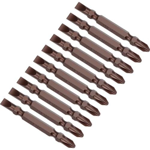 Uxcell 10 Pcs PH2/SL6 Magnetic Double Ended Screwdriver Bits, 1/4 Inch Hex Shank 2.56-inch Length S2 Power Tool (Red)