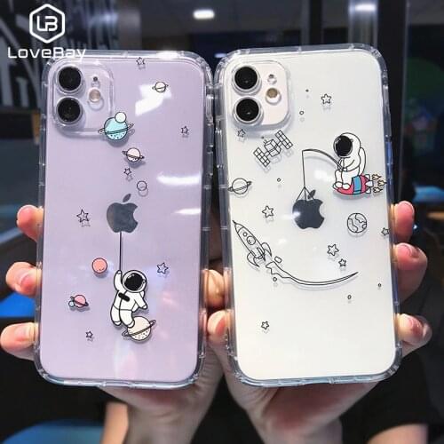 Lovebay Creative Astronaut Shockproof Phone Case For iPhone 11 Pro Max X XR XS Max 7 8 Plus SE 2020 Cute Cartoon Funny Fundas