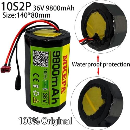 Cylindrical 10s2p 36V 9.8ah 18650 Li ion rechargeable battery pack 9800 mah 400W 350W electric bicycle scooter