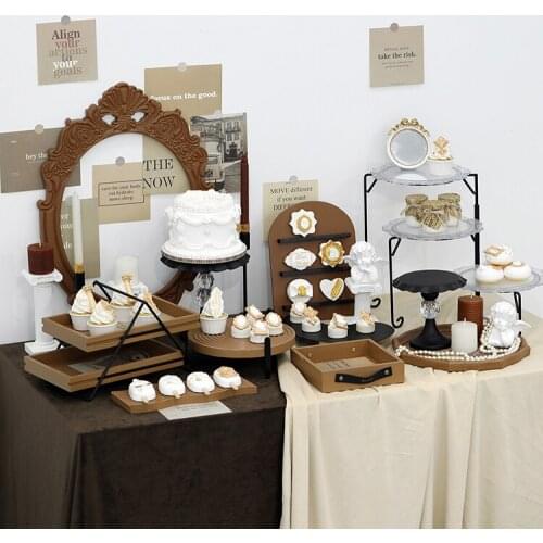 Wooden Vintage Wedding Cake Stands Decoration Party Christmas Home Baking Dinnerware Cupcake Cakes Plates