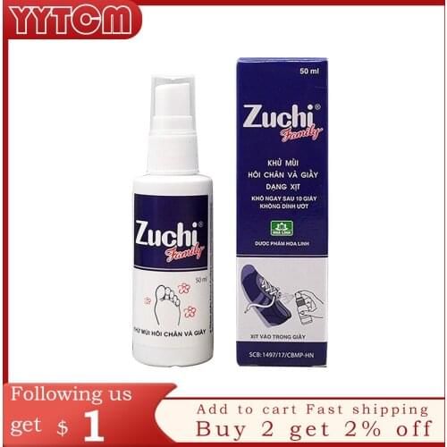 Zuchi Foot and Shoe Deodorant Odor Spray Deodorizer Eliminates Odor Anti Bacterial Anti-fungal Shoes Refresher Deodorant 50ML