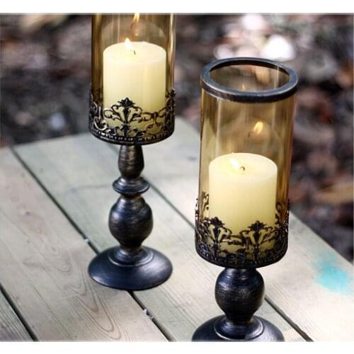Home Decor Romantic Wedding Decoration Candle Holders White Black Candle Holders Glass Candlesticks Candlestick MetalCrafts 634