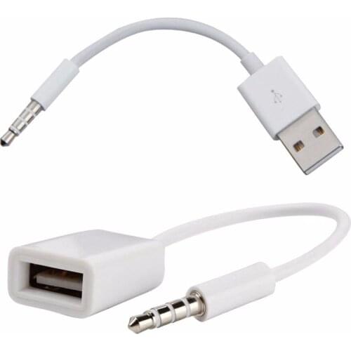 USB 2.0 Charger Interface Male to 3.5mm Jack Audio Male Adapter Cable + 3.5MM AUX Male to USB 2.0 Female Converter Cable