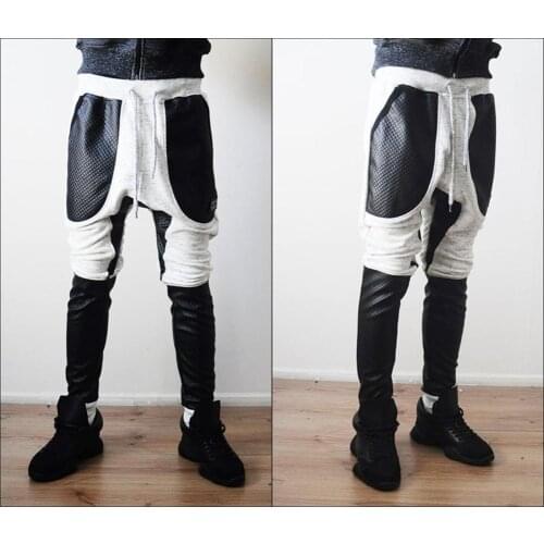 ColourBlock Mens Slim Fit Leather Trimmed Sweatpant joggers