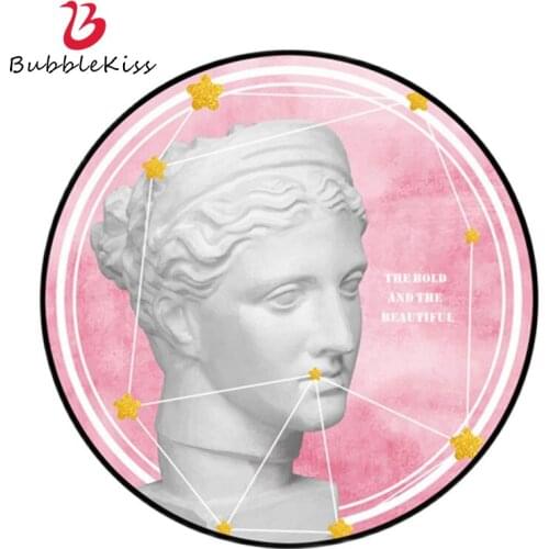 Bubble Kiss Round Carpets For Living Room Fashion Pink Floor Mat Plaster Head Art Decoration Area Rugs Modern Style Home Doormat