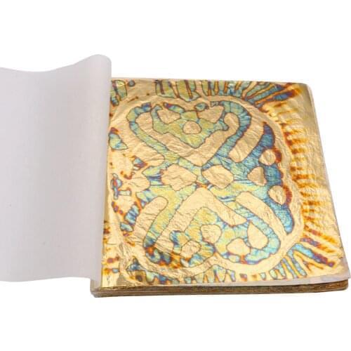 14x14cm Colorful Imitation Gold Leaf Sheet Variegated Gold Foil 50pcs/booklet for Nail Gilding Craft Paper Furniture Decoration