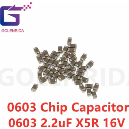 100pcs/Lot 2.2uF X5R 10% 16V 0603 225 SMD Thick Chip Multilayer Ceramic Capacitor