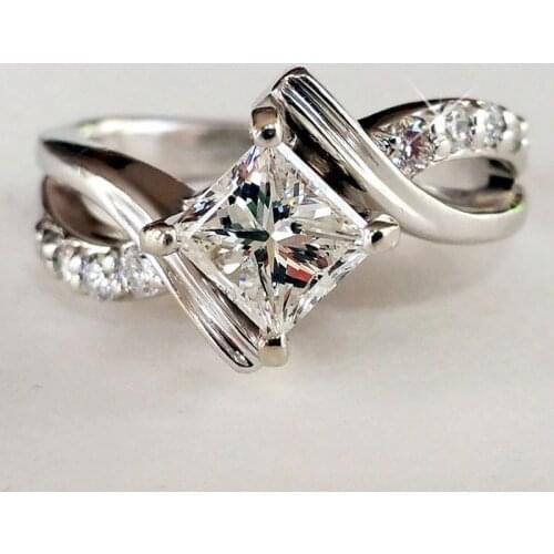 Trendy Dainty S92 5 Silvery Rings Size 6-10 With Square Zircon Irregular Geometry Jewelry For Statement Woman Wedding Engagement