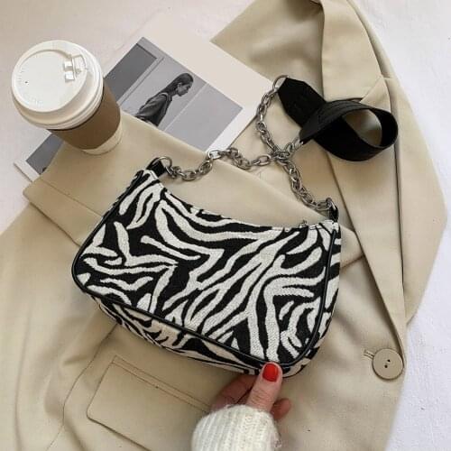 Fashion Zebra Print Women Luxury Handbag PU Leather Simple Underarm Shoulder Bags Female Daily Design Baguette Totes Purse Pouch