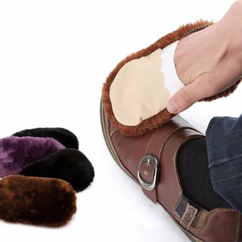 Soft Faux Wool Cloth Shoes Polisher Cleaning Cleaner Glove Brush Shoe Care