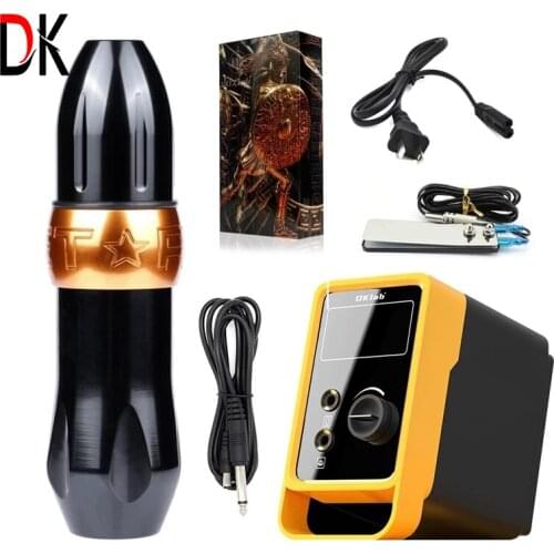 DK Brand New Rocket Tattoo Pen Machine Set,Include 10 Piece RL + RM Needle Cartridges, Tattoo Power Supply & Foot Pedal,PMU set