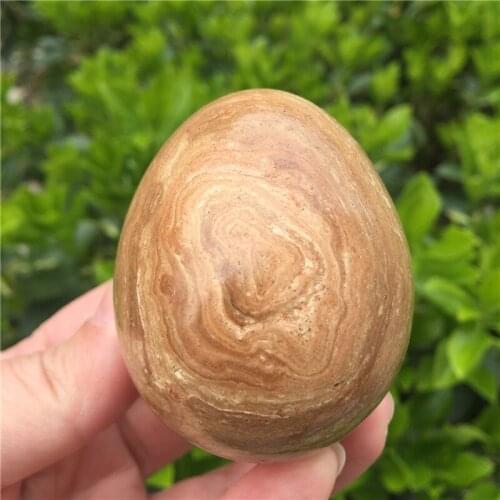 Natural Wood Fossil Stone Crystal Egg Gemstone Massage Yoni Egg Crystal Reiki Healing Chakra Stone Home Decoration