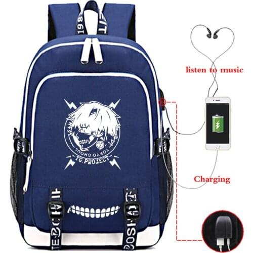 New Tokyo Ghoul Backpacks USB Charge Bags Students School Bag Mochila Boys Girls Book Bags Teens Laptop Bag Men Women backpack