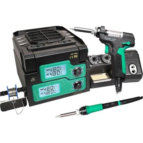 ProsKit SS-988 Soldering Station Digital LCD Display 220V Smoke Exhaust Soldering Iron For SMD Desoldering Rework Station