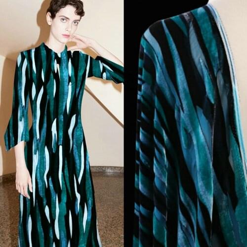 Printed burnout Silk Velvet Fabric for silk velour dress plant H1SV03