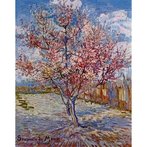 Peach Tree in Bloom in Memory of Mauve, 1888 by Vincent Van Gogh Oil Painting Reproduction on Canvas Impressionist Hand Painted