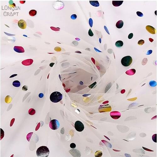 Colorful Polka Dot Mesh Lace Fabrics DIY Sewing Summer Dress Hairpin Skirt Baby Clothes Curtain Decorative Fabric