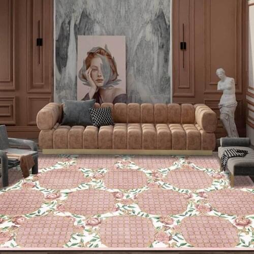Modern Nordic Carpet For Bedroom Girls Pink Flower Frame Living Room Sofa Coffee Table Area Rug 3D Bedside Mat Home Decoration