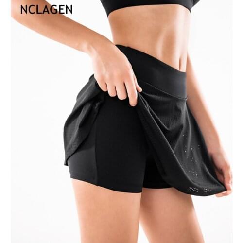 Sport Shorts GYM Fitness Mesh High Waist Yoga Short Skirt Badminton Sexy Capris Squat Proof Quick Dry Workout Shorts NCLAGEN