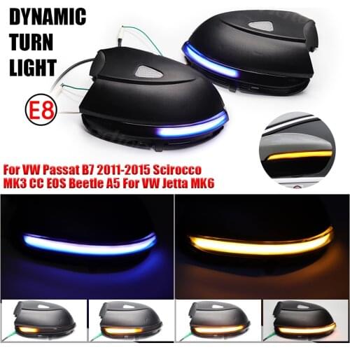 For VW Passat B7 2011-2015 Scirocco MK3 CC EOS Beetle A5 VW Jetta MK6 Dynamic LED Turn Signal Light Mirror Indicator Sequential