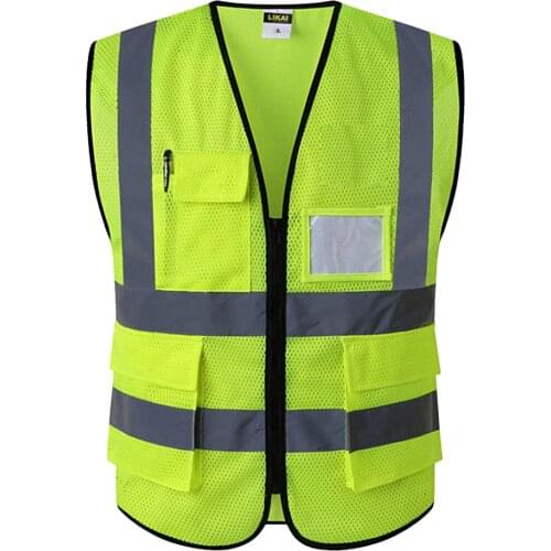 1 piece Reflective Safety Vest Engineer Construction Gear With Pockets