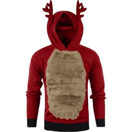 Fashion mens hoodies Autumn winter couple Christmas reindeer cosplay Feather hooded pullover antlers decorated Sweatshirts Tops