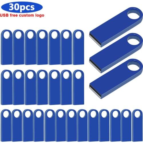 30pcs/lot free Personalize logo usb flash drive pen drive 8GB 16GB 32GB 64GB waterproof Metal Card Memory Drives disk usb 2.0