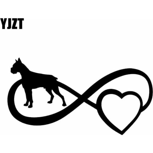 YJZT 17.7X9.4CM Intereting Dog Boxer Vinyl Decal Window Bumper Car Sticker Decor Black/Silver C24-1166