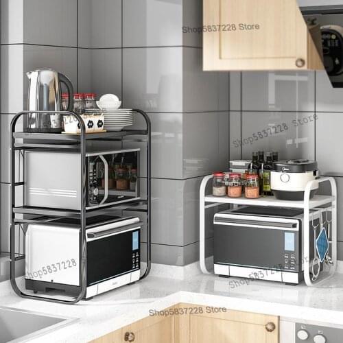 Retractable kitchen shelf microwave oven shelf oven storage household countertop finishing rice cooker cabinet