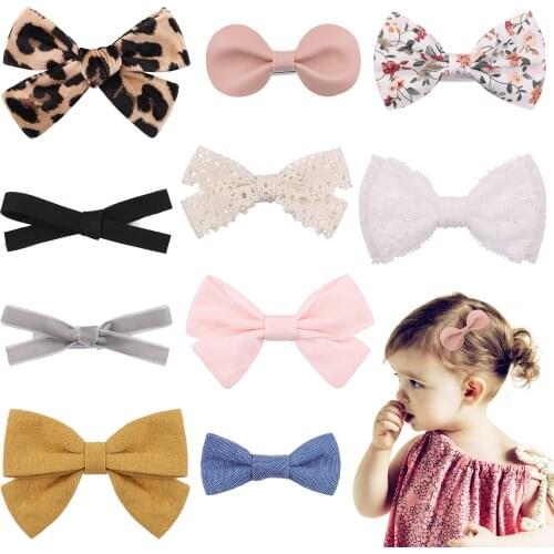 1Piece Printed Leopard Hair Bows With Clip For Girl Lace Handmade Hair Clip Cute Hairpin Barrette Headwear Kids Hair Accessories