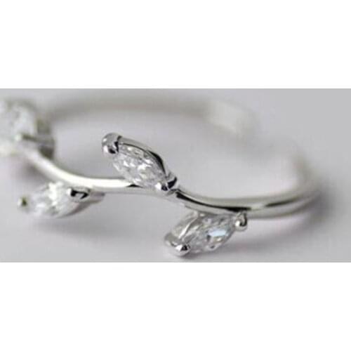 Season Gate 925 Sterling Silver Elegant Sweet Artistic Leaves Branch Adjustable Size Open Ring SR156