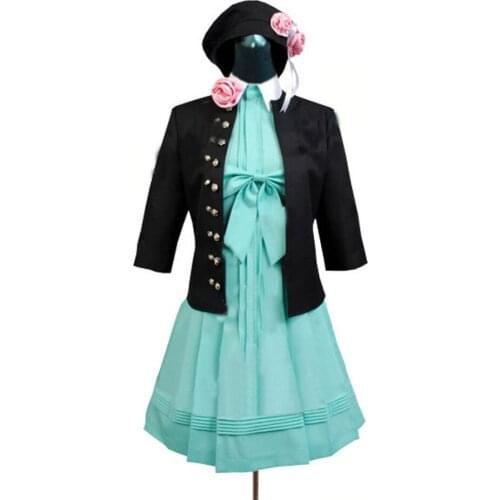 2017 AMNESIA Heroine Cosplay Costume Woman Party Dress Black Coat+Hat+ Princess Flowers Dresses Full Set