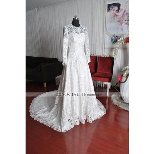 New fashion fashionable romantic sexy backless vestidos de novia long sleeve lace 2018 bridal gown mother of the bride dresses