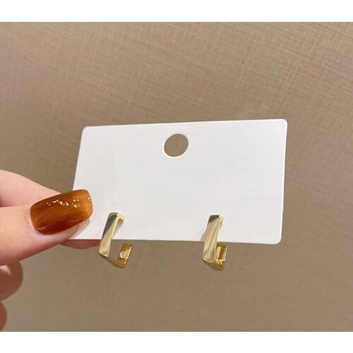 Golden Geometric Metal Stud Earrings for Women Korean Simple Cute Square Earrings Wedding Party Fashion Jewelry Wholesale Gift