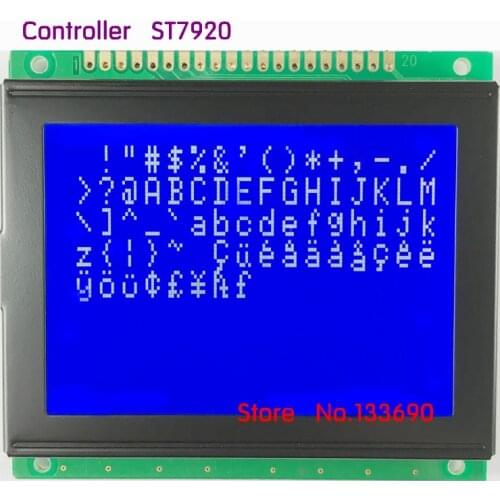 1pcs 128X64 12864 128*64 DOTS LCD module 5V blue display screen with st7920 controller Serial spi or parallel port 12864K