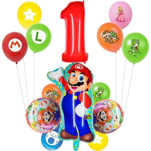 14 pcs Super Mario Balloon Childrens birthday party decoration balloons Mario Luigi Brothers game theme Children party balloons