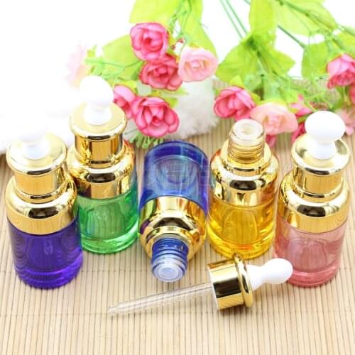 15pcs 30ML Glass Dropper Makeup Bottle Empty Cosmetic Perfume Liquid Glass Dispenser Refillable Bottle (Random Color)