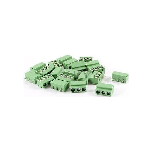 20Pcs 3 Pole 5mm Pitch PCB Mount Screw Terminal Block 8A 250V